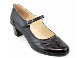 OFERTA 39 Pantofi dama comozi si eleganti, din piele naturala BOX si LAC, cu toc de 5CM - LP104NL5
